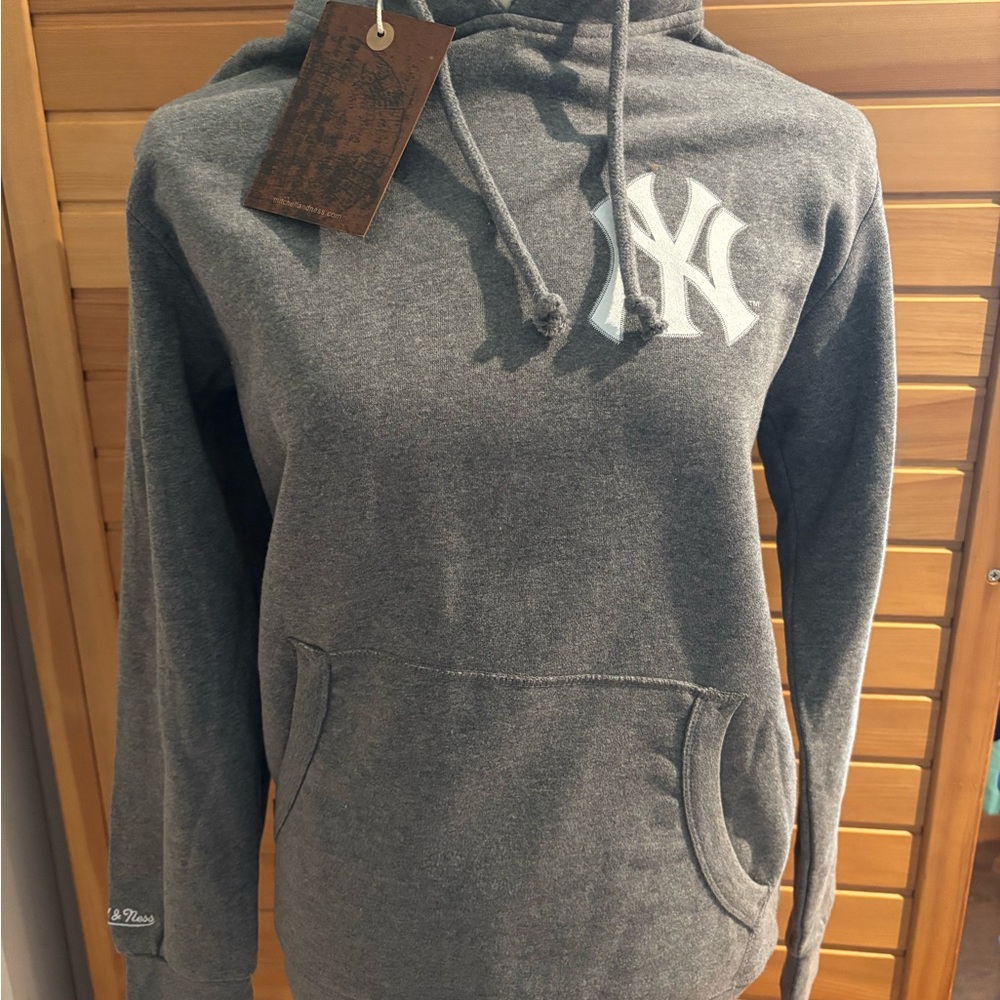 Mitchell & Ness Gray Hoodie with White Logo